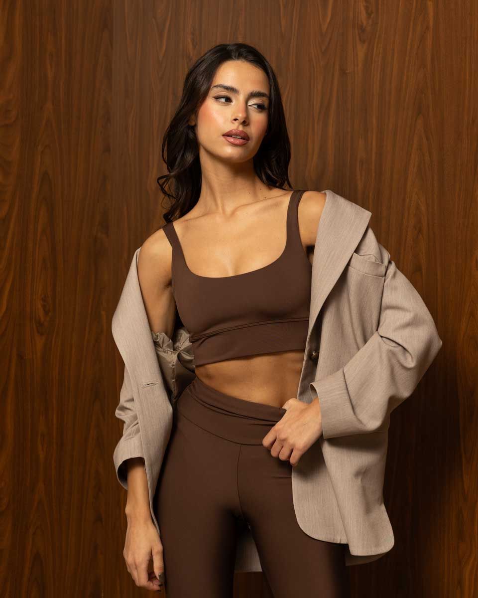 EARTH FORM BRA TOP – Καφέ ελαστικό τοπ με σταθερή εφαρμογή