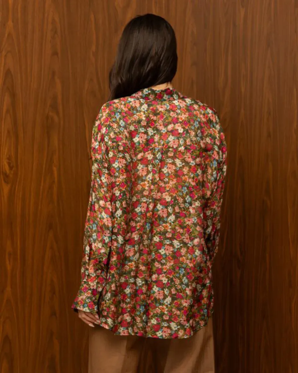 AUTUMN FLORAL SHIRT – Πουκάμισο με πολύχρωμο φλοράλ print
