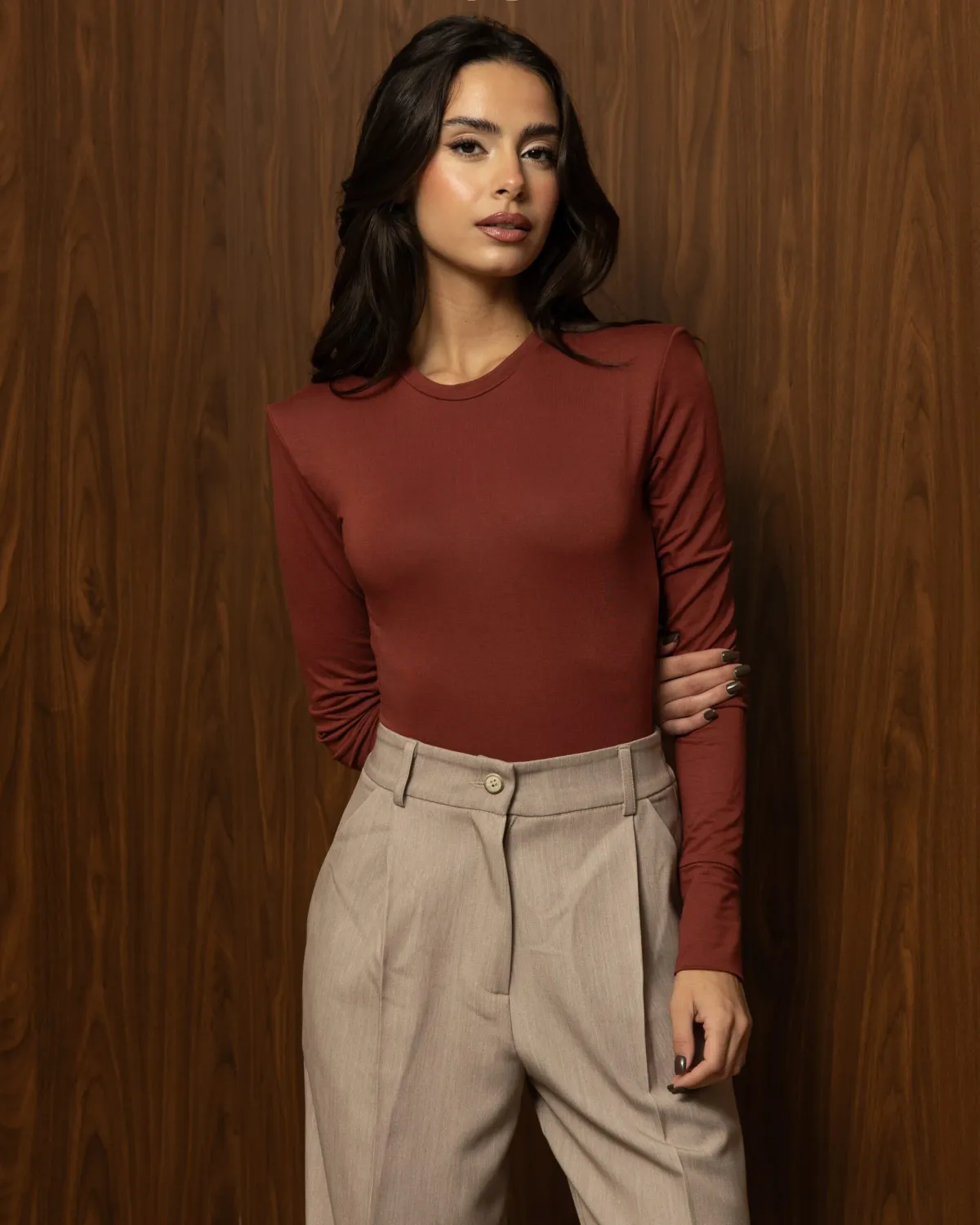 GROUNDED SOUL BODYSUIT – Κορμάκι με βάτες σε terracotta απόχρωση