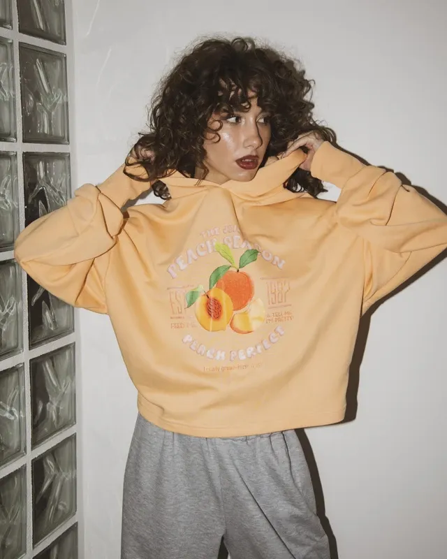 PEACH CROPPED HOODIE