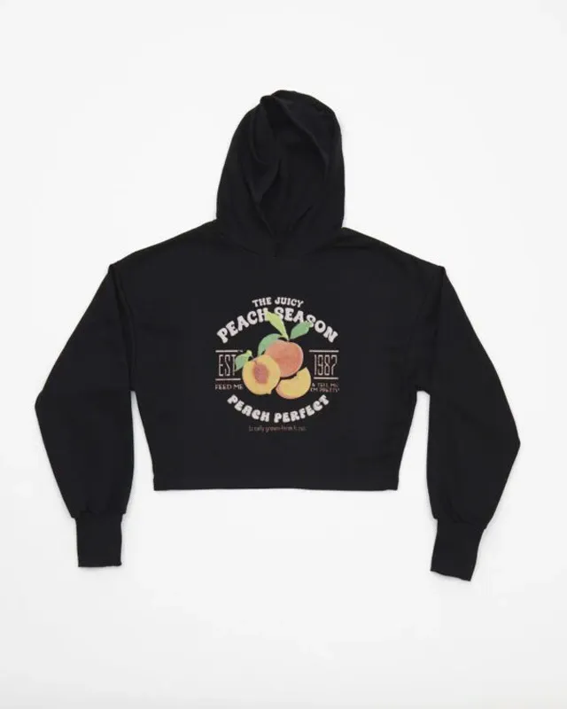 BLACK CROPPED HOODIE